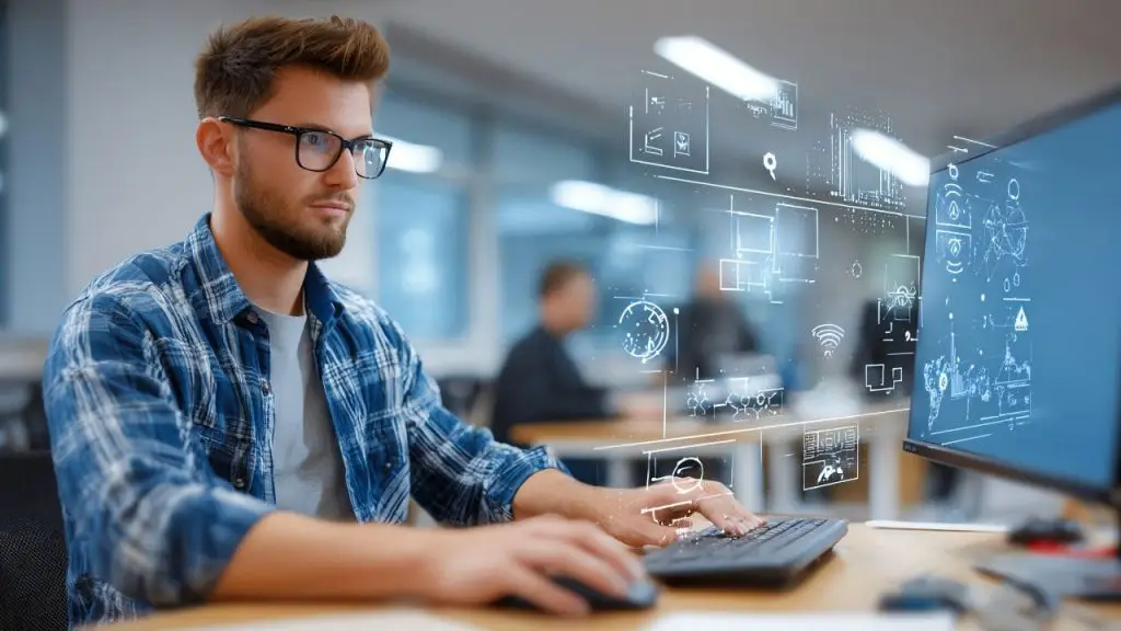 Profesional trabajando con software de gestión empresarial en proceso de cambiar de ERP para mejorar la eficiencia y digitalización con Stratic