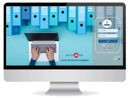 Pantalla de inicio de sesión del Centro de Facturas Inteligente FacturAItor de Stratic, con tecnología OCR e IA para digitalizar facturas