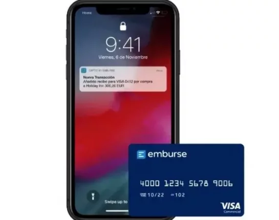 Notificación móvil de Captio para gestión de tickets con tarjeta Emburse, solución digital integrada por Stratic